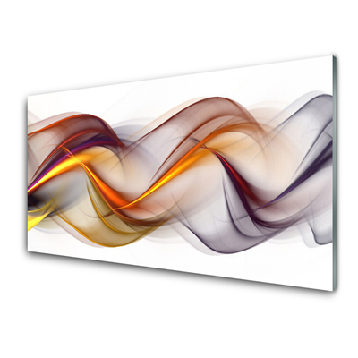 Glass Wall Art Abstract art yellow green red grey white