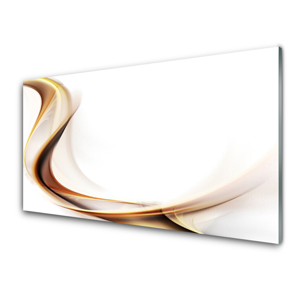 Glass Wall Art Abstract art yellow brown white