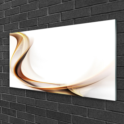 Glass Wall Art Abstract art yellow brown white