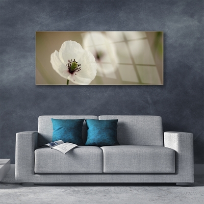 Glass Wall Art Flower floral white