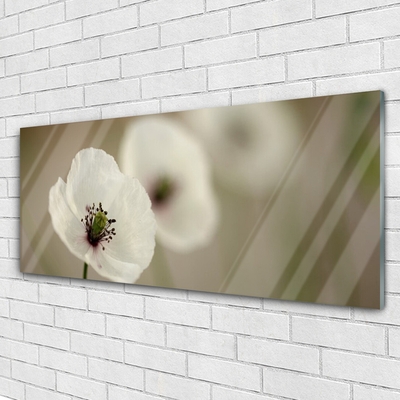 Glass Wall Art Flower floral white