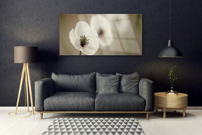 Glass Wall Art Flower floral white