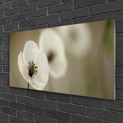 Glass Wall Art Flower floral white