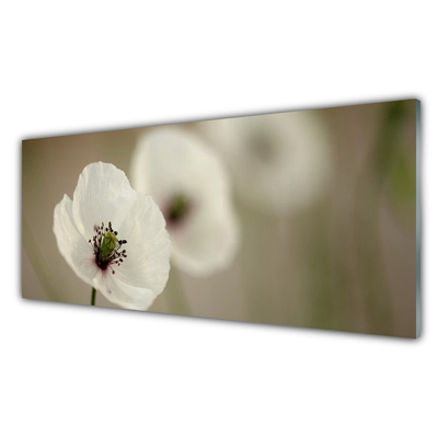 Glass Wall Art Flower floral white