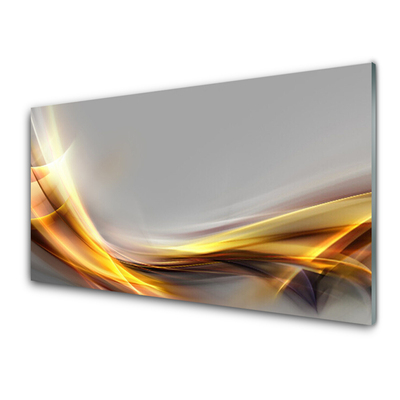 Glass Wall Art Abstract art yellow grey