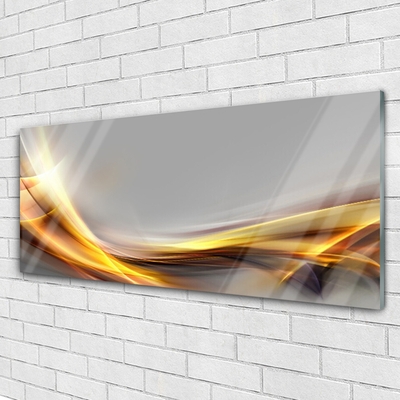 Glass Wall Art Abstract art yellow grey