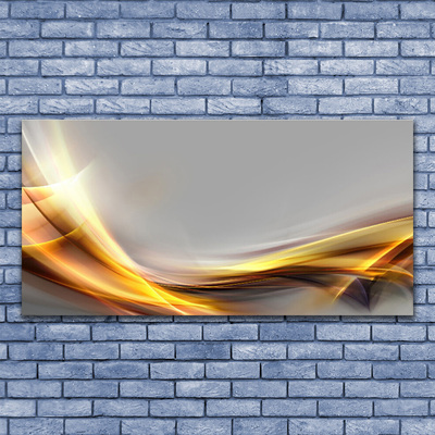 Glass Wall Art Abstract art yellow grey