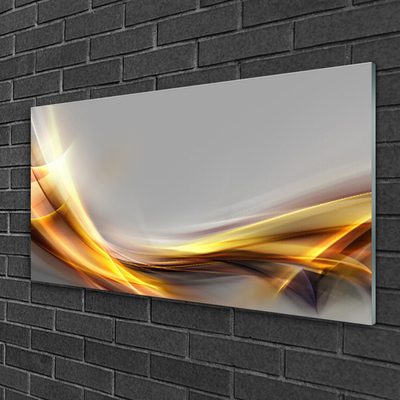 Glass Wall Art Abstract art yellow grey