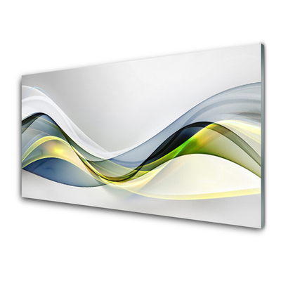 Glass Wall Art Abstract art blue grey green white