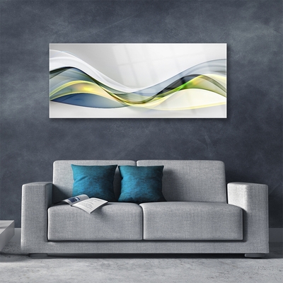 Glass Wall Art Abstract art blue grey green white