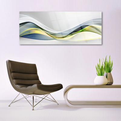 Glass Wall Art Abstract art blue grey green white