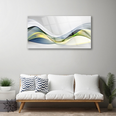 Glass Wall Art Abstract art blue grey green white