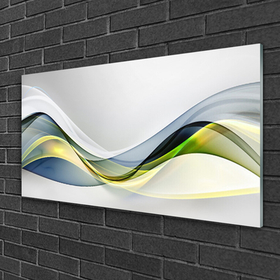 Glass Wall Art Abstract art blue grey green white