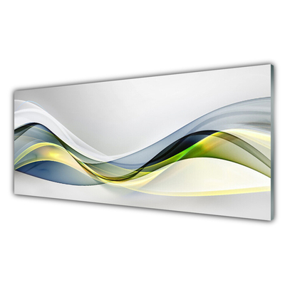 Glass Wall Art Abstract art blue grey green white