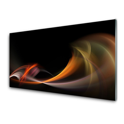 Glass Wall Art Abstract art orange yellow black