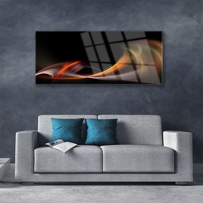 Glass Wall Art Abstract art orange yellow black