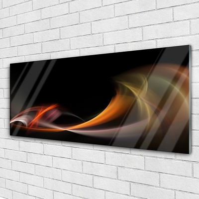 Glass Wall Art Abstract art orange yellow black