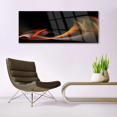 Glass Wall Art Abstract art orange yellow black