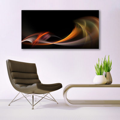 Glass Wall Art Abstract art orange yellow black