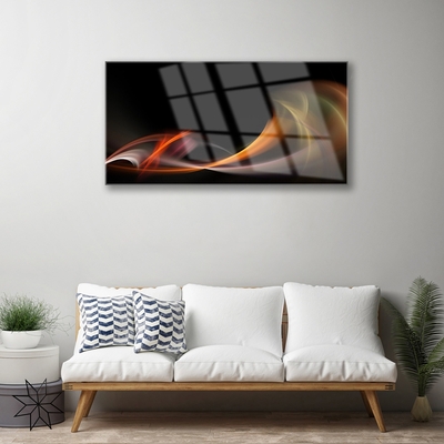 Glass Wall Art Abstract art orange yellow black