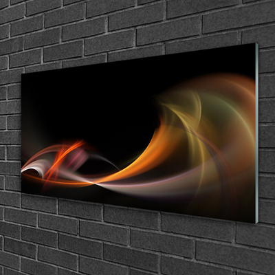 Glass Wall Art Abstract art orange yellow black