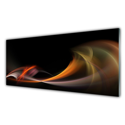 Glass Wall Art Abstract art orange yellow black