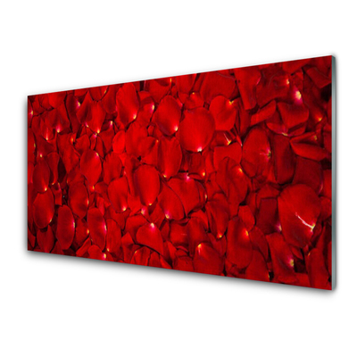 Glass Wall Art Petals floral red
