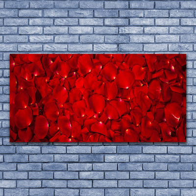 Glass Wall Art Petals floral red
