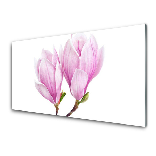 Glass Wall Art Flower floral pink