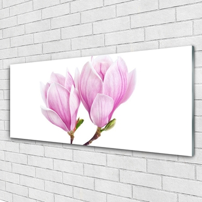 Glass Wall Art Flower floral pink