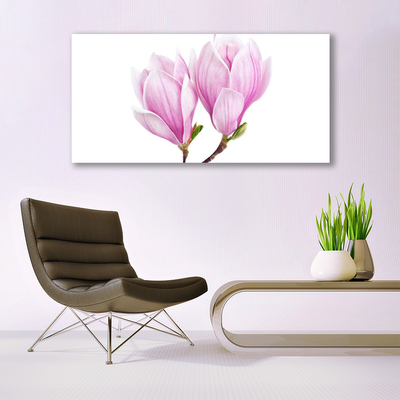 Glass Wall Art Flower floral pink