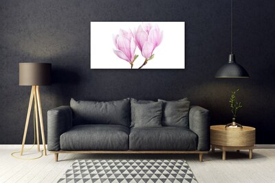 Glass Wall Art Flower floral pink