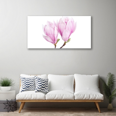 Glass Wall Art Flower floral pink