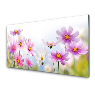 Glass Wall Art Flowers floral pink