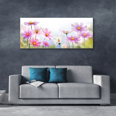 Glass Wall Art Flowers floral pink