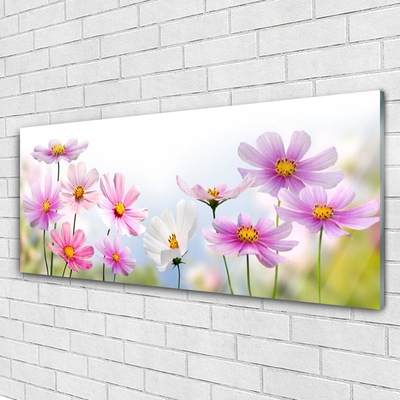 Glass Wall Art Flowers floral pink