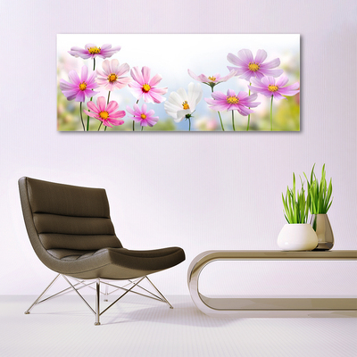 Glass Wall Art Flowers floral pink