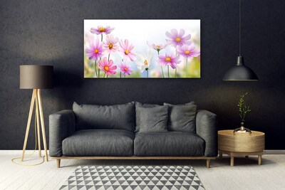 Glass Wall Art Flowers floral pink