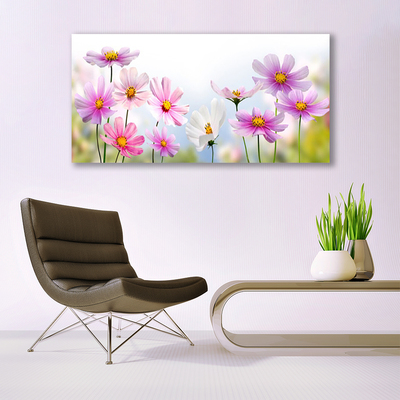 Glass Wall Art Flowers floral pink