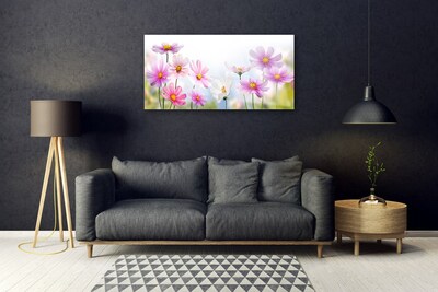 Glass Wall Art Flowers floral pink