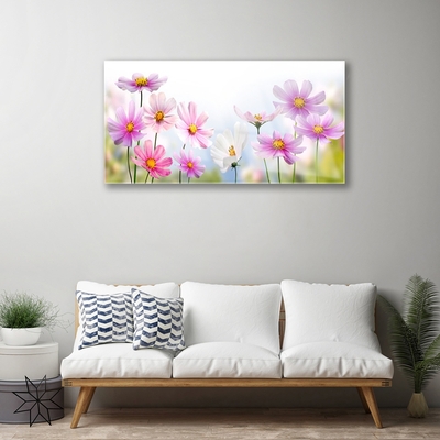 Glass Wall Art Flowers floral pink