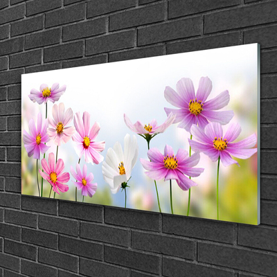 Glass Wall Art Flowers floral pink