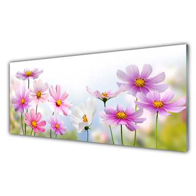 Glass Wall Art Flowers floral pink