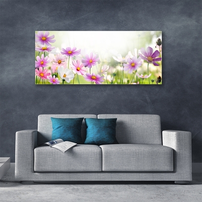 Glass Wall Art Flowers floral pink