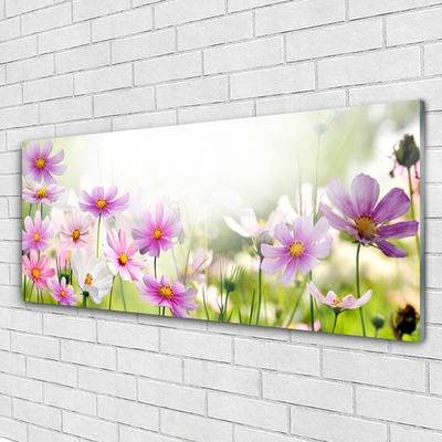 Glass Wall Art Flowers floral pink