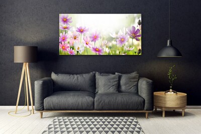 Glass Wall Art Flowers floral pink