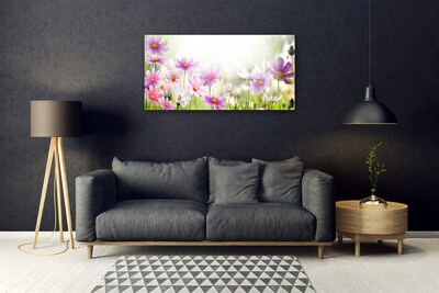 Glass Wall Art Flowers floral pink