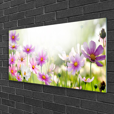 Glass Wall Art Flowers floral pink