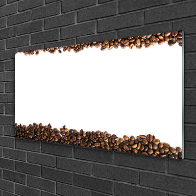 Glass Wall Art Coffee beans kitchen brown white