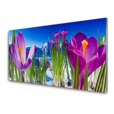 Glass Wall Art Flowers floral pink green